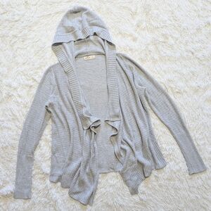 Hollister Grey Hooded Waterfall Knit Asymmetrical Sweater Size Small